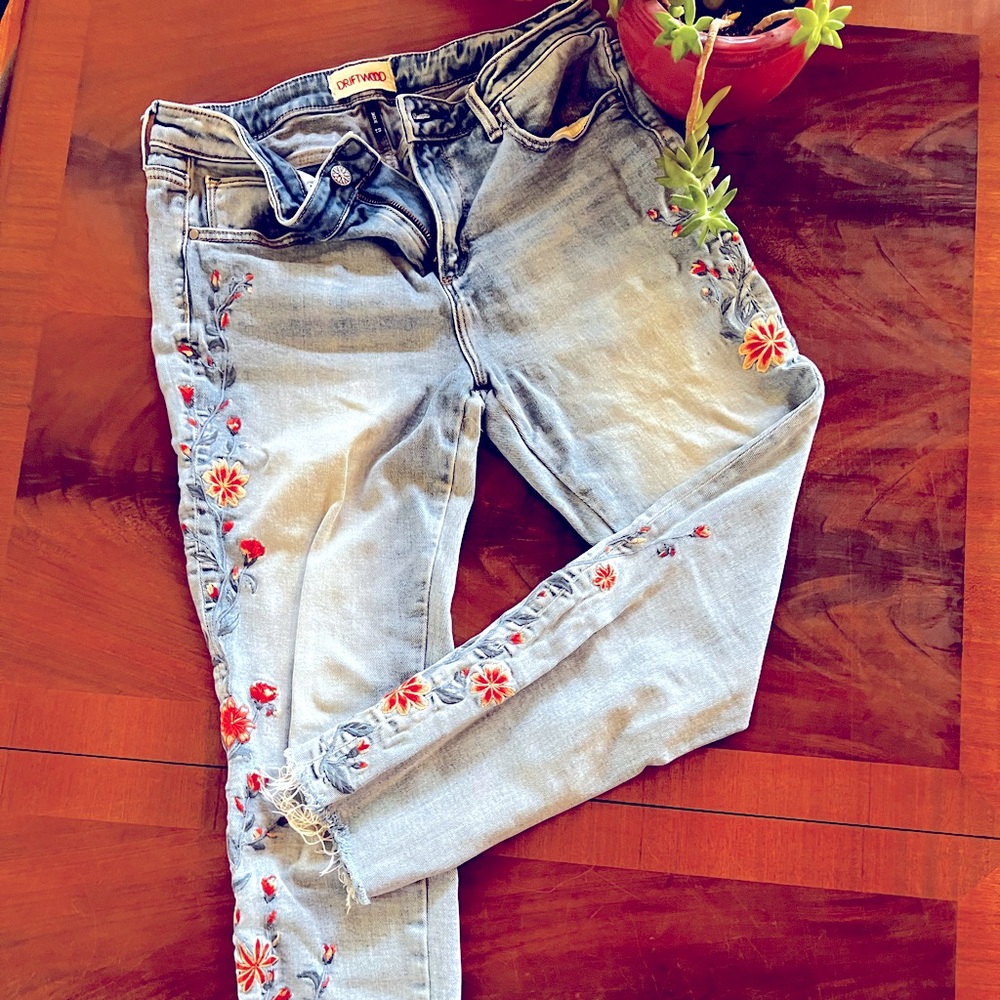 Driftwood embroidered jeans